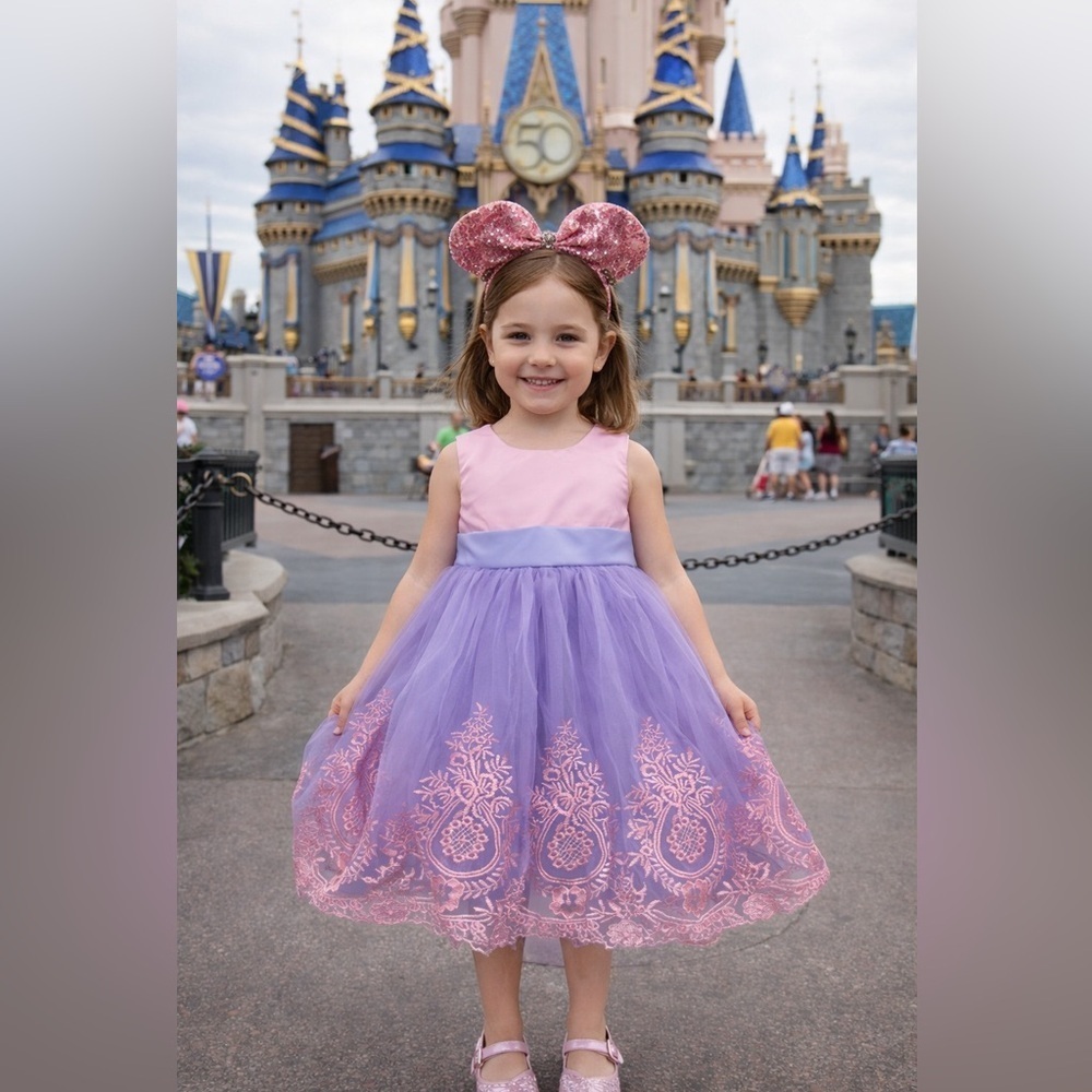 Girls size 2-3 years Pink and Purple Sleeveless Formal Dress